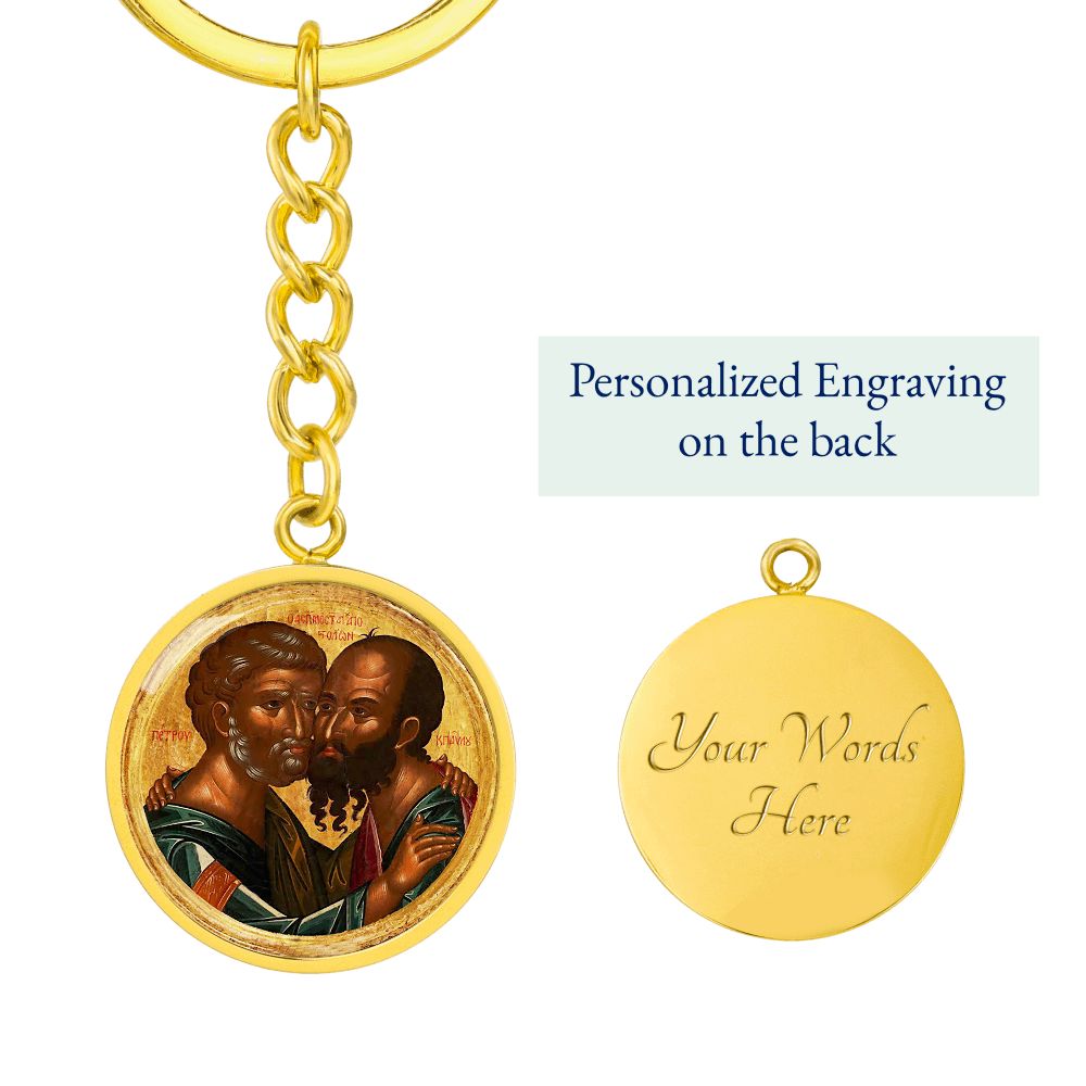 saint-peter and saint paul icon circle pendant necklace_artwork_original_artwork Graphic Circle Keychain NEW