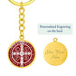 St Benedict medal White Maroon BACK Circle Pendant Keychain