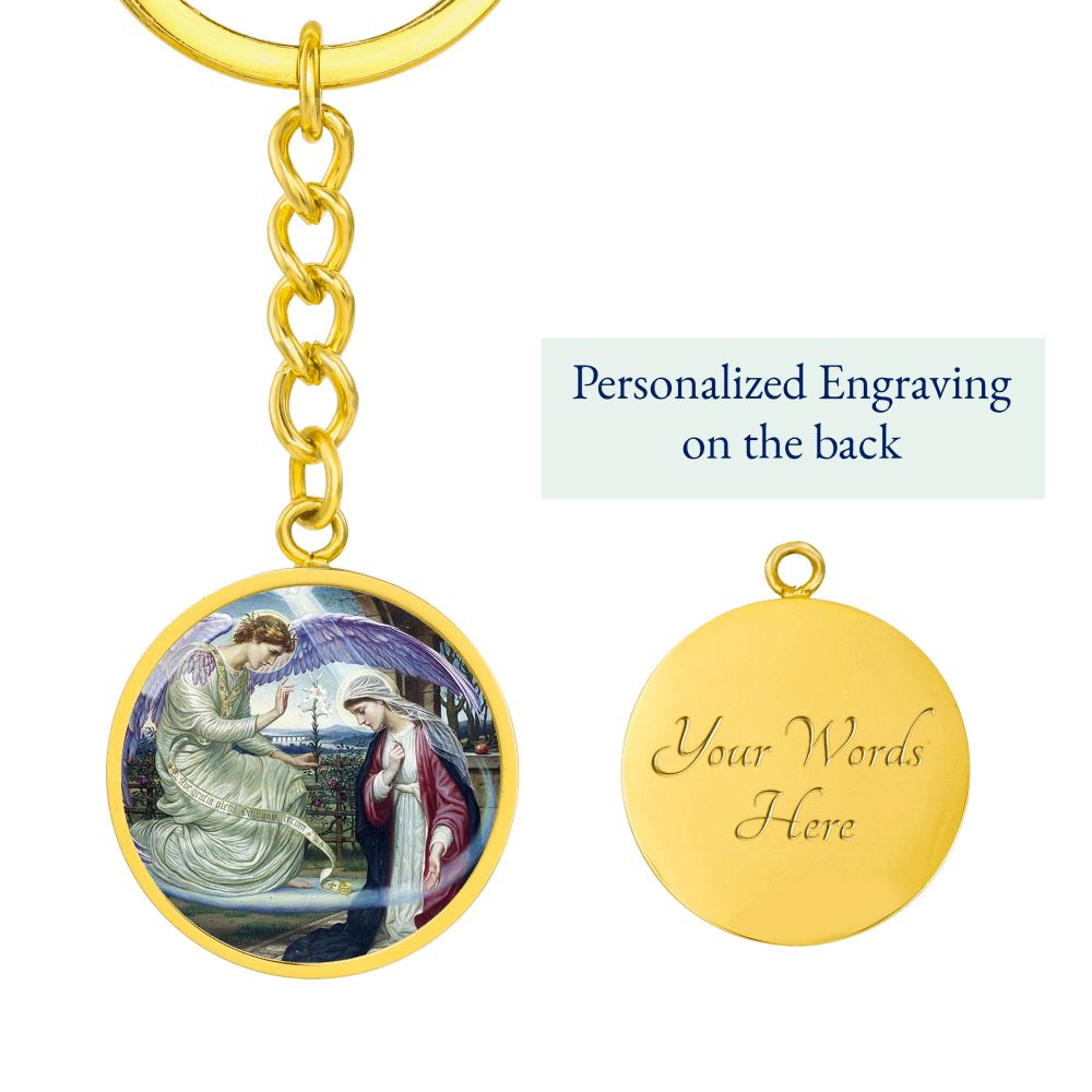 Anunciation Prerafaelites Ave Maria Gracia ShineOn Circle Circle Pendant Keychain