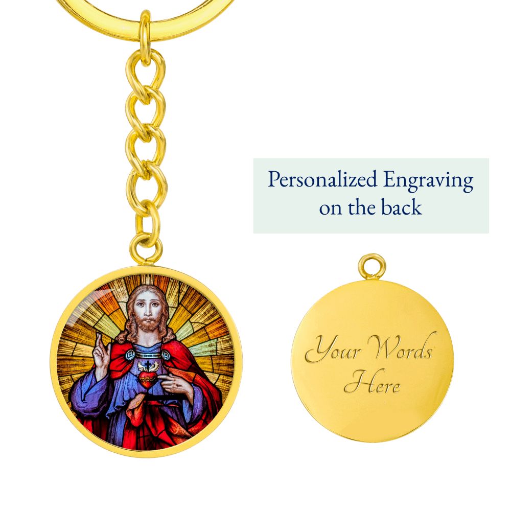 the-sacred heart of jesus christ pendant necklace_artwork_original_artwork Graphic Circle Keychain NEW