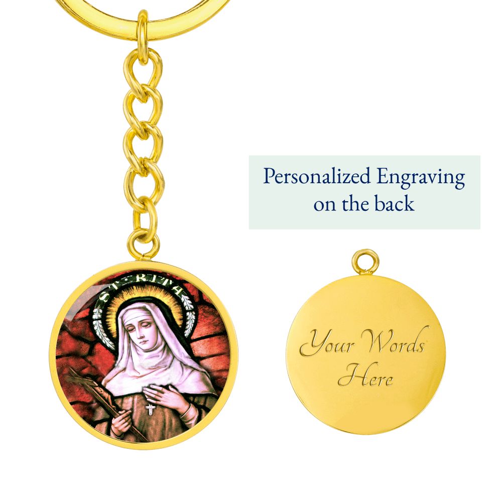 saint-rita circle pendant necklace_artwork_original_artwork Graphic Circle Keychain NEW
