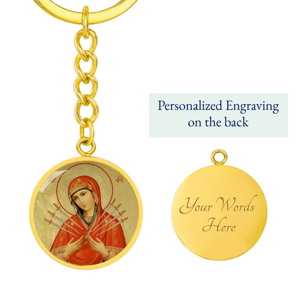 our-lady of sorrows icon pendant necklace_artwork_original_artwork Graphic Circle Keychain NEW
