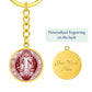 St Benedict medal White Maroon FRONT Circle Pendant Keychain