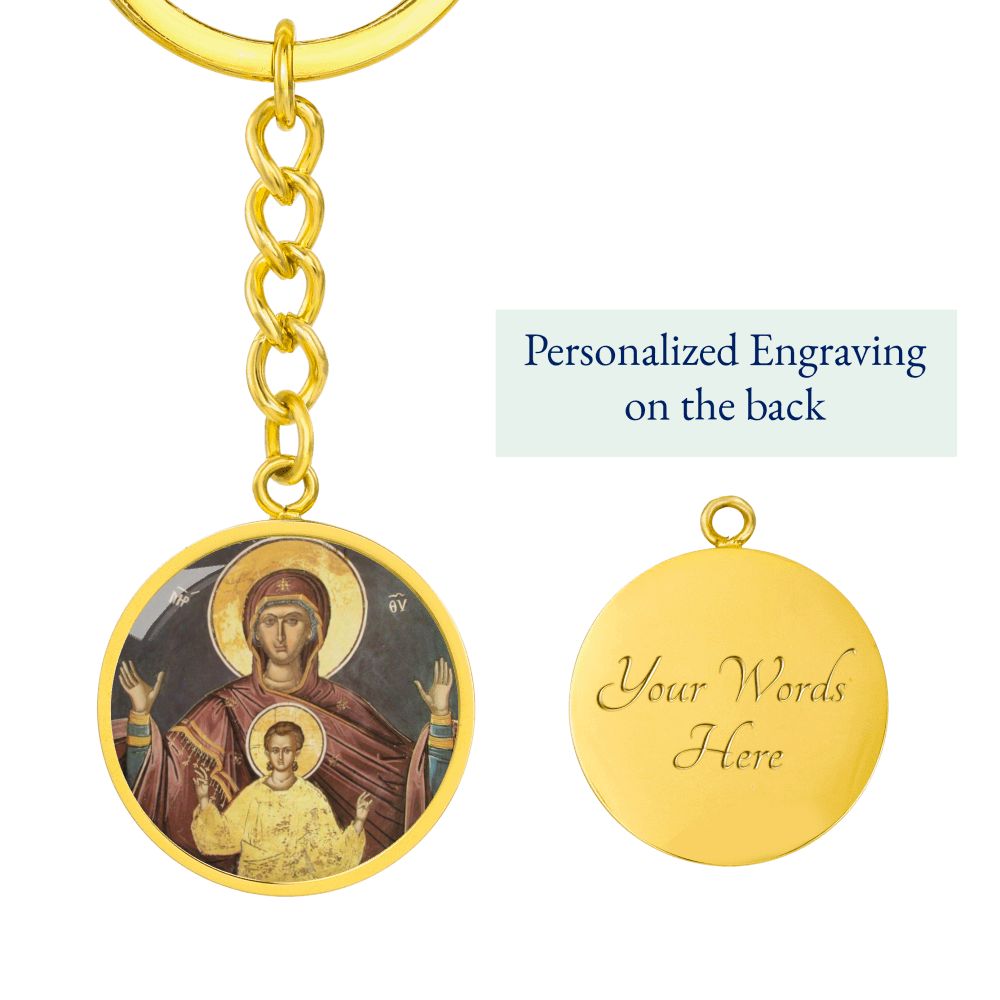 Theotokos Oranta Circle New circle ShineOn Circle Pendant Keychain