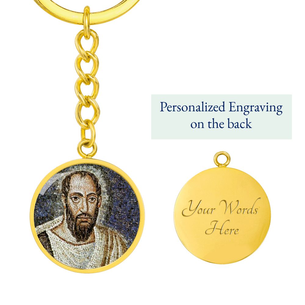 st-paul the apostle mosaic circle pendant necklace_artwork_original_artwork Graphic Circle Keychain NEW