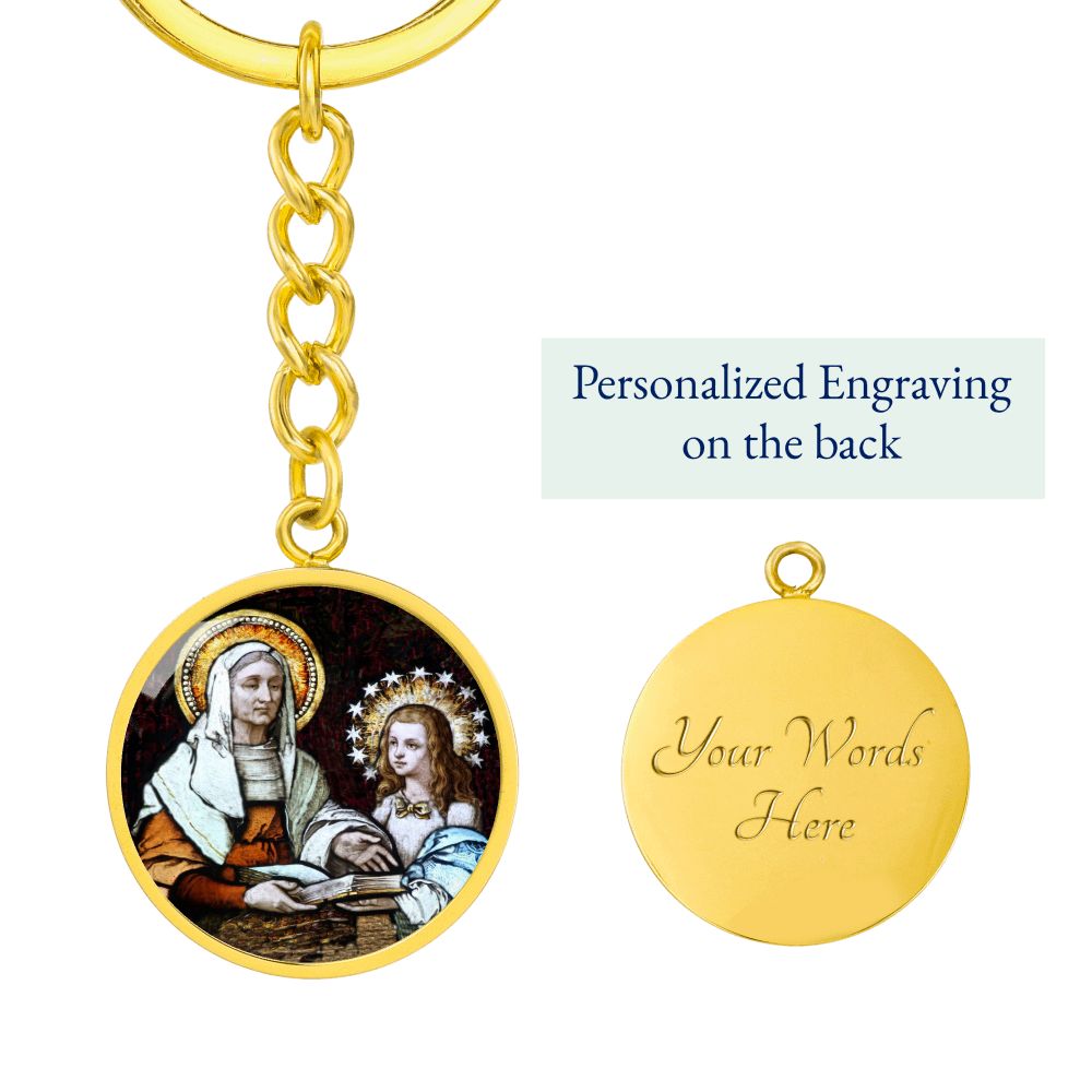st-anna and virgin mary circle pendant necklace_artwork_original_artwork Graphic Circle Keychain NEW