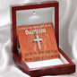 ShineOn Cross Baptism Boy Red Angels ShineOn Cross necklace with snake chain with Custom Card